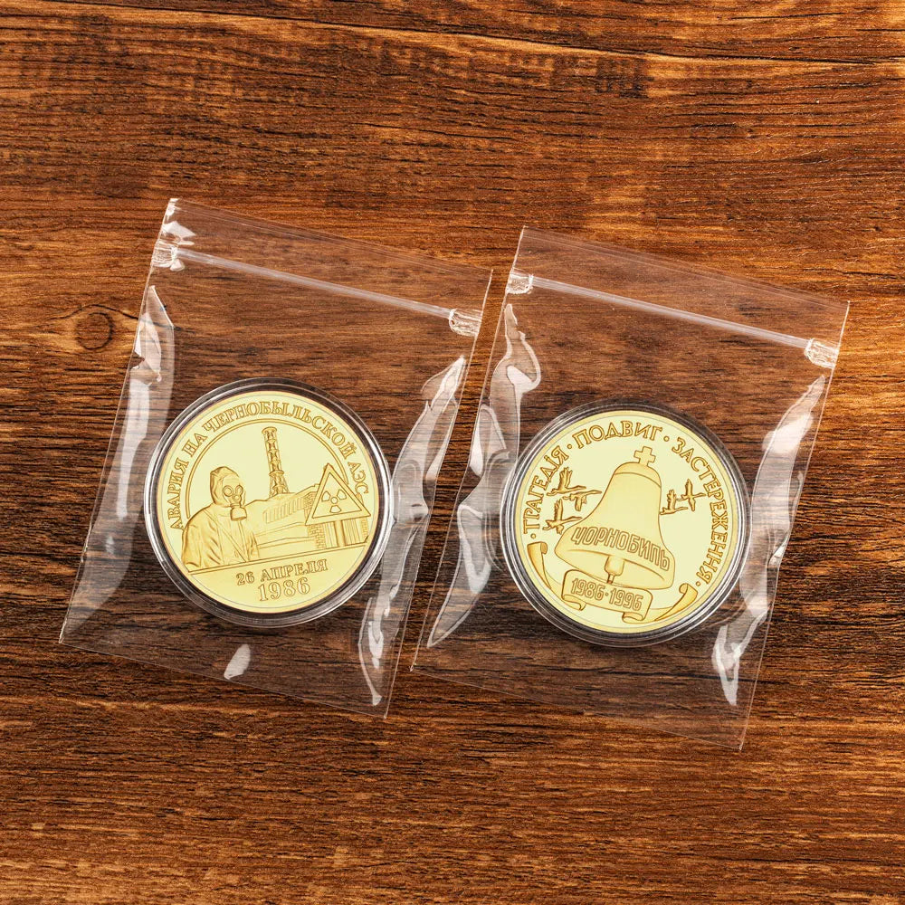 Golden Plated 1986 Former Soviet Union Chernobyl Nuclear Power Plant Souvenir Coin Collectible Gift Home Decoration