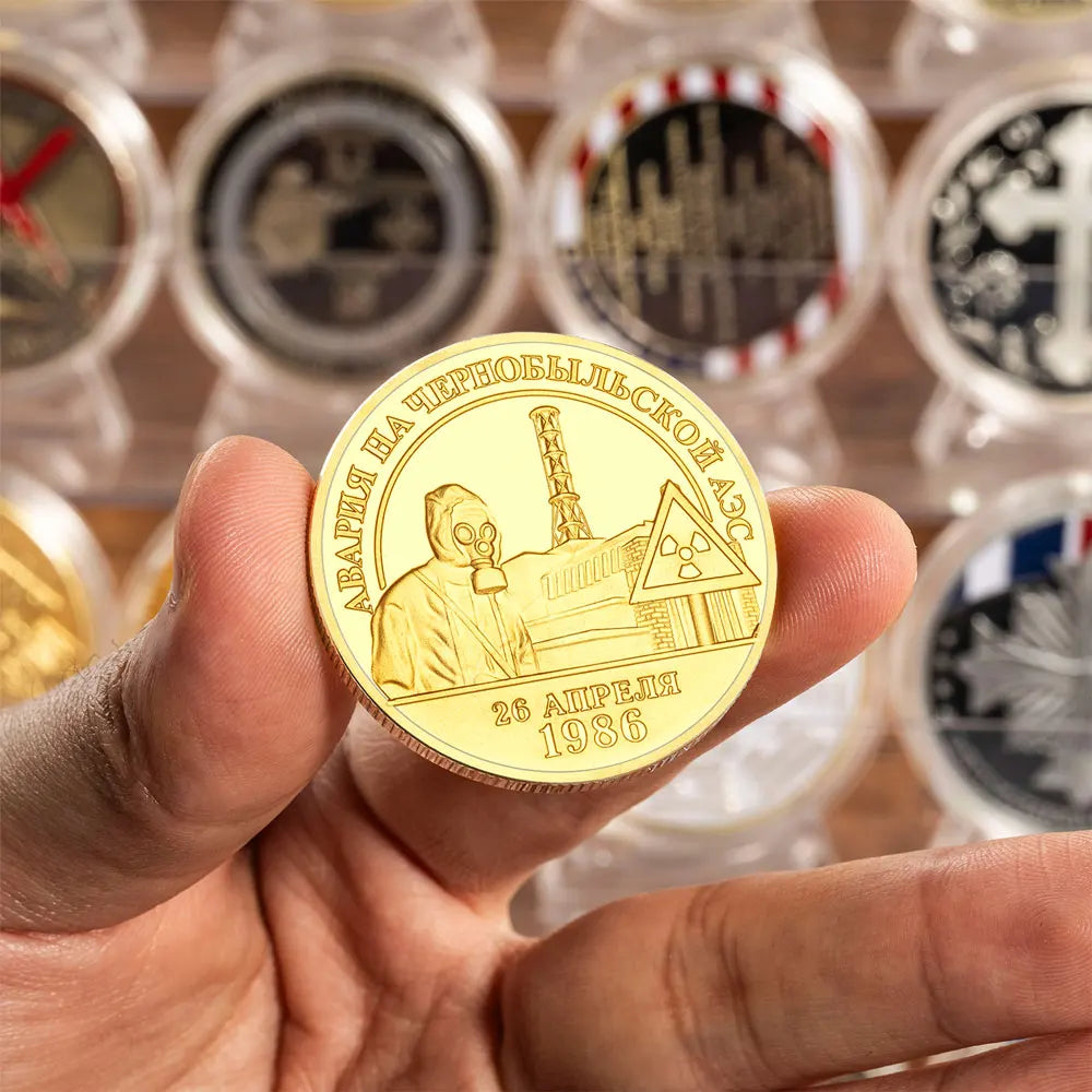 Golden Plated 1986 Former Soviet Union Chernobyl Nuclear Power Plant Souvenir Coin Collectible Gift Home Decoration
