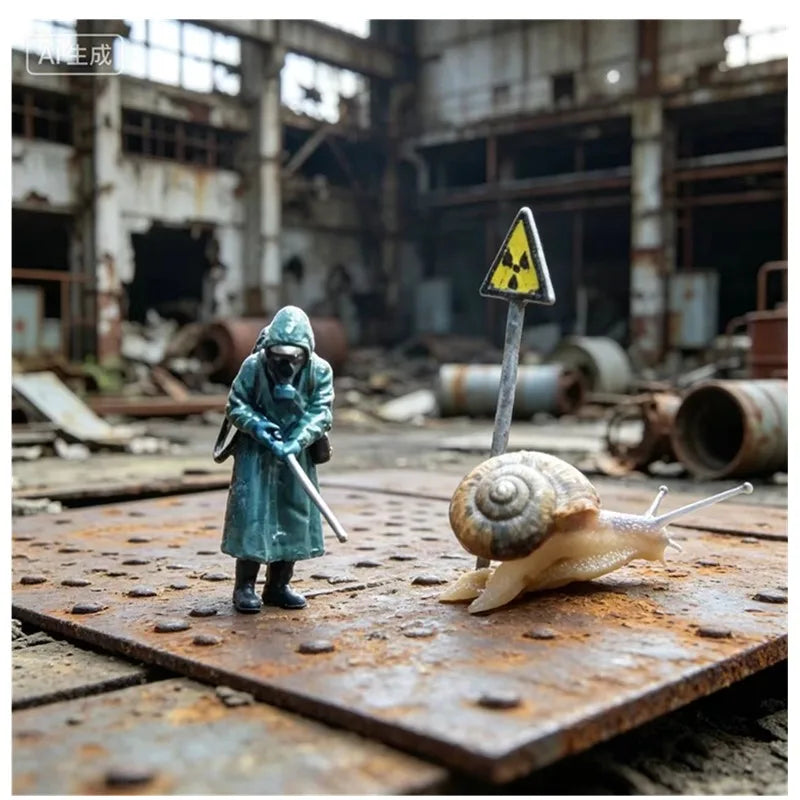 1/64 Scale Chernobyl Doll Resin Static Model DIY Hand Drawn Scene Decoration Toy Handmade Collectibles Birthday Gift