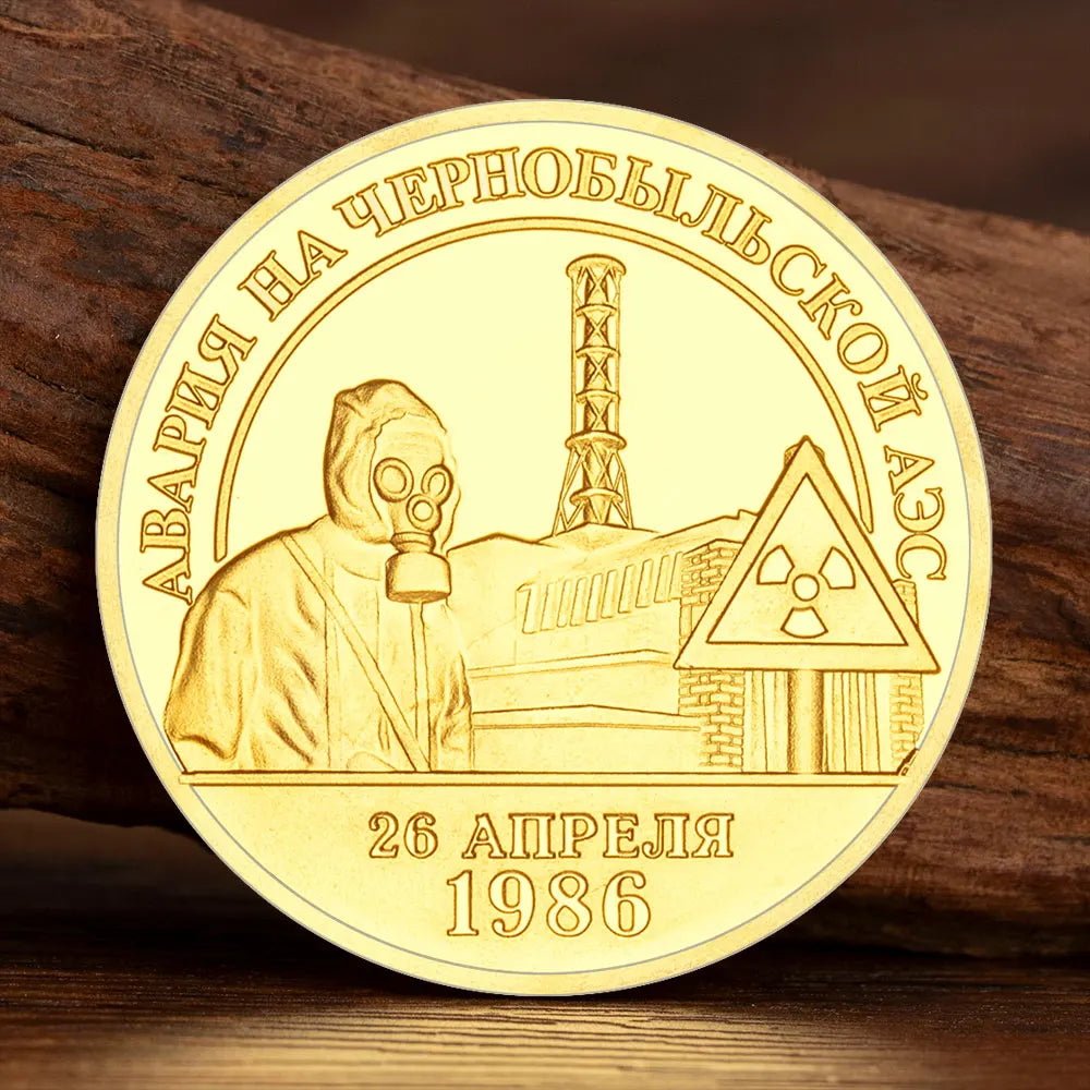 Golden Plated 1986 Former Soviet Union Chernobyl Nuclear Power Plant Souvenir Coin Collectible Gift Home Decoration