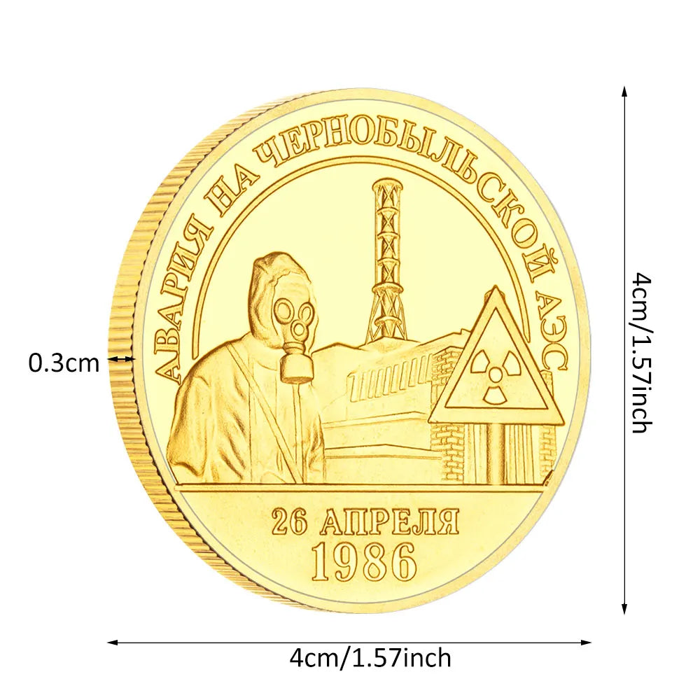 Golden Plated 1986 Former Soviet Union Chernobyl Nuclear Power Plant Souvenir Coin Collectible Gift Home Decoration